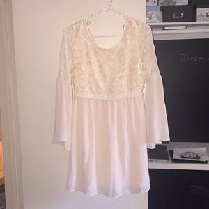 Crushed velvet and Tull beige dress